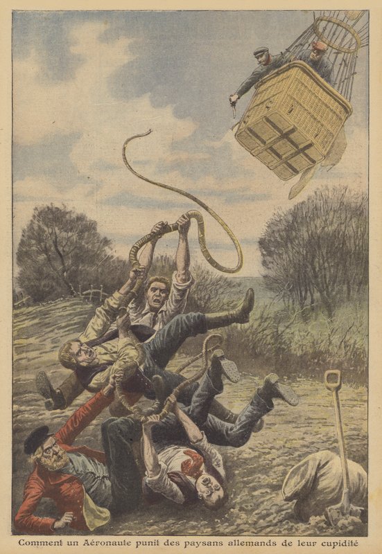 A német parasztokat kapzsiságukért büntető léggömbös (színes litho) alkotó: French School