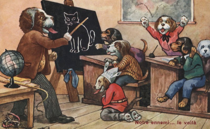 Kutyatanterem (színes litho) alkotó: French School