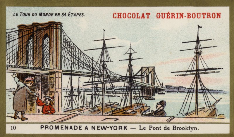Séta New Yorkban - a Brooklyn Bridge (chromolitho) alkotó: French School
