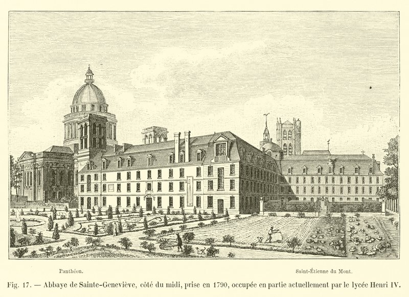 Sainte-Genevieve-i apátság, déli part, 1790-ben készült, jelenleg részben a IV. Henrik Lycee foglalja el alkotó: French School