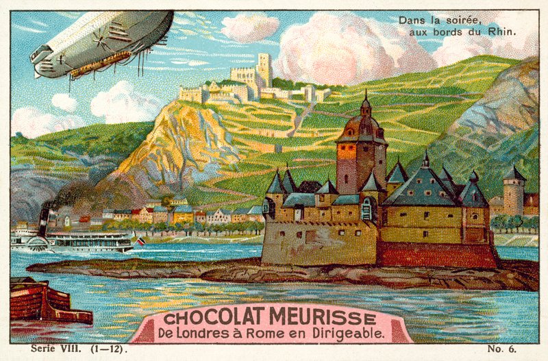 A Rajna partja felett este (chromolitho) alkotó: French School