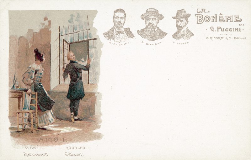 Első felvonás, La Boheme (színes litó) alkotó: French School