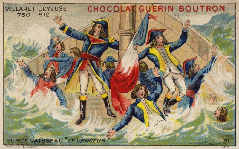 Villaret de Joyeuse admirális a Vengeur du Peuple (chromolitho) elsüllyedő hajója fedélzetén alkotó: French School
