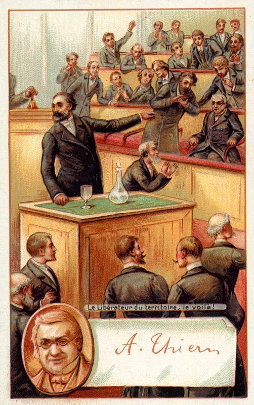Adolphe Thiers elismerést kapott a francia nemzetgyűlésben (chromolitho) alkotó: French School