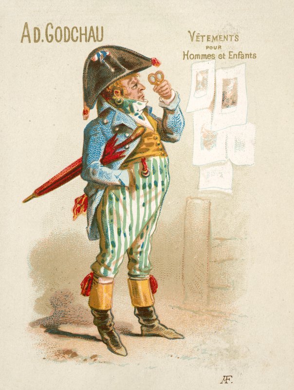 Ad Godchau férfi és gyerekruhák (chromolitho) hirdetése alkotó: French School