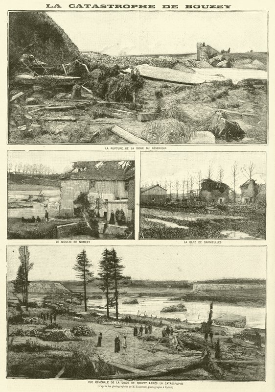 A Bouzey-i árvízi katasztrófa következményei, Franciaország (metszet) alkotó: French School
