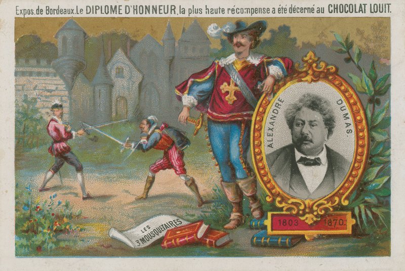 Alexandre Dumas és egy jelenet A három testőrből alkotó: French School
