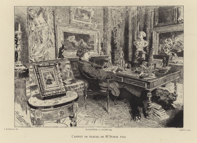 Ifjabb Alexandre Dumas dolgozószobájában alkotó: French School
