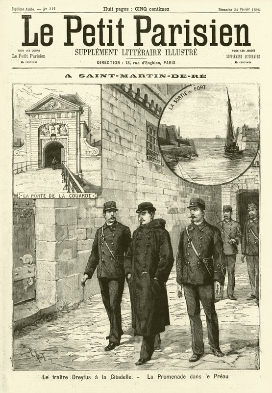 Alfred Dreyfus a francia Saint-Martin-de-Re börtönben (metszet) alkotó: French School