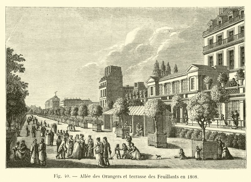 Allee des Orangers és Terrasse des Feuillants 1808-ban alkotó: French School