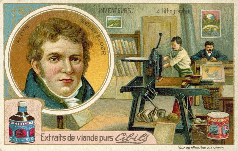 Alois Senefelder, a litográfia feltalálója alkotó: French School