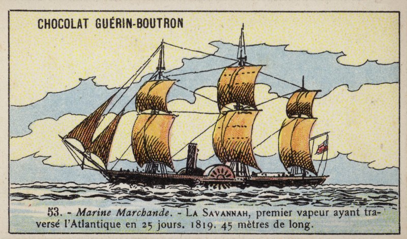 Amerikai lapátos gőzhajó Savannah (chromolitho) alkotó: French School