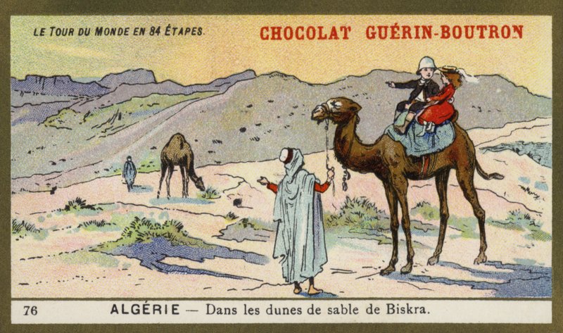 Az algériai Biskra homokdűnéi között (chromolitho) alkotó: French School