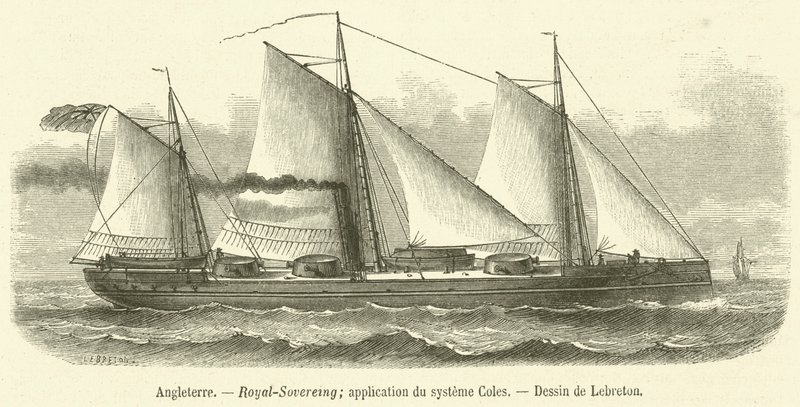 Angleterre, Royal-Sovereign, alkalmazása du systeme Coles (metszet) alkotó: French School