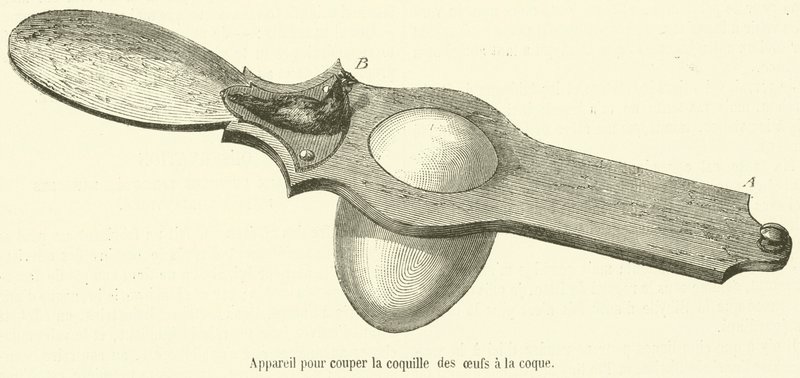 Készülék főtt tojás héjának levágására (gravírozás) alkotó: French School