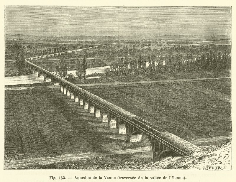 Vanne vízvezeték, átkel a Yonne-völgyön (metszet) alkotó: French School