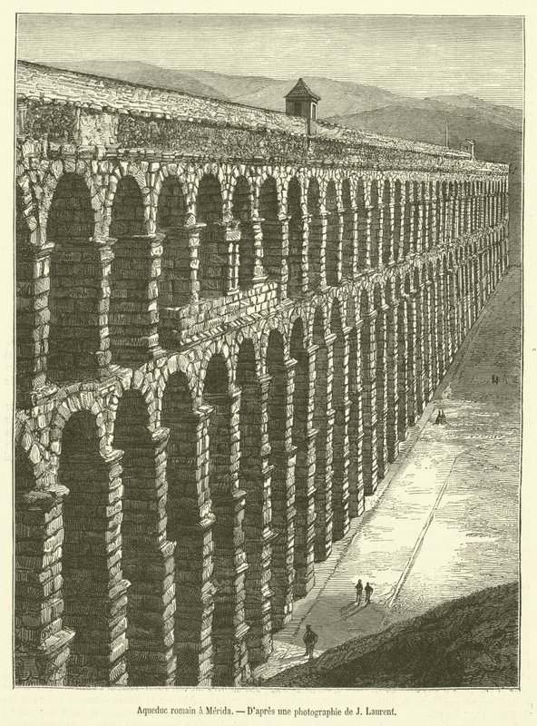 Római vízvezeték Meridában (metszet) alkotó: French School