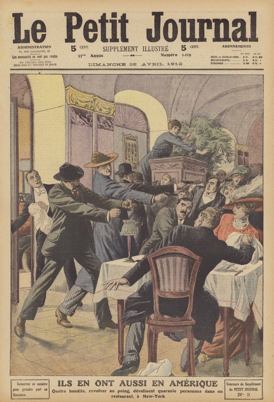 Fegyveres rablás egy New York-i étteremben (színes litho) alkotó: French School