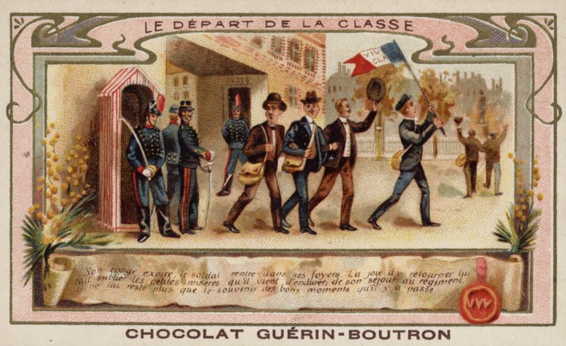 Katonai kadétok, akik az akadémia elvégzése után csatlakoznak ezredükhöz (chromolitho) alkotó: French School