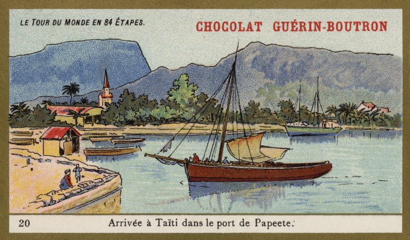Érkezés Papeete kikötőjébe, Tahiti (chromolitho) alkotó: French School