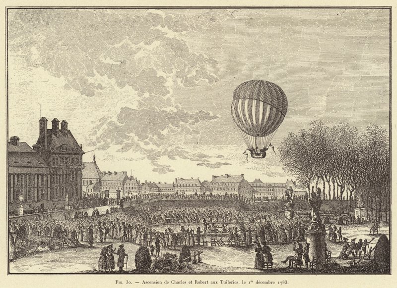 Károly és Robert mennybemenetele a Tuileriákba, 1783. december 1. (metszet) alkotó: French School