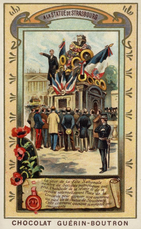 A Strasbourg-szobornál, Place de la Concorde, Párizs (chromolitho) alkotó: French School
