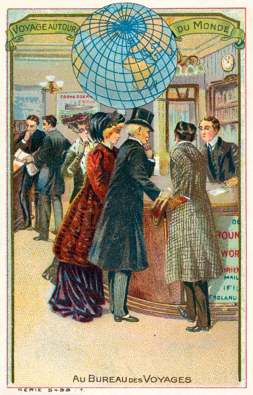 Az utazási irodánál (chromolitho) alkotó: French School