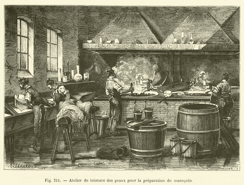 Bőrfestő műhely Marokkó előkészítéséhez (gravírozás) alkotó: French School