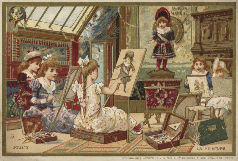 Au Bon Marche kártyák gyermekjátékokkal alkotó: French School