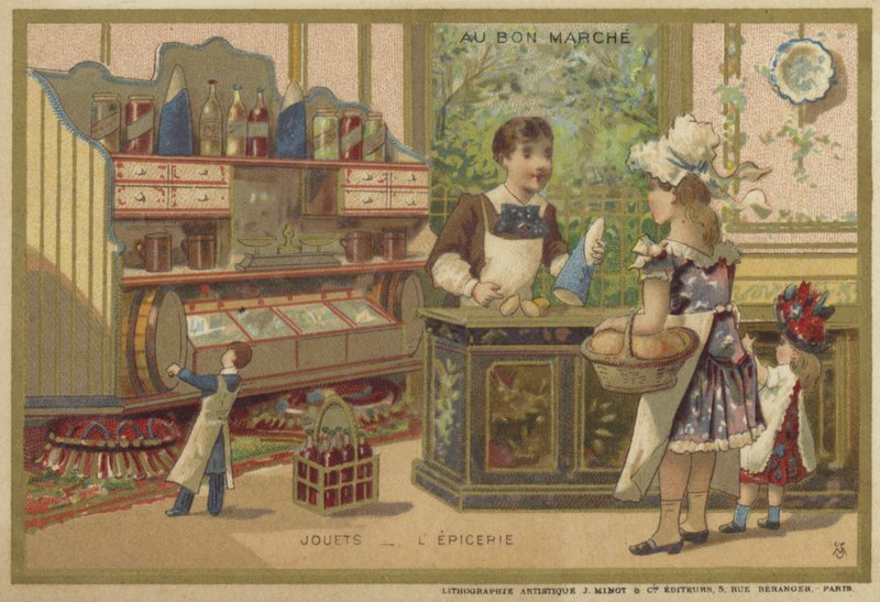 Au Bon Marche kártyák gyermekjátékokkal alkotó: French School