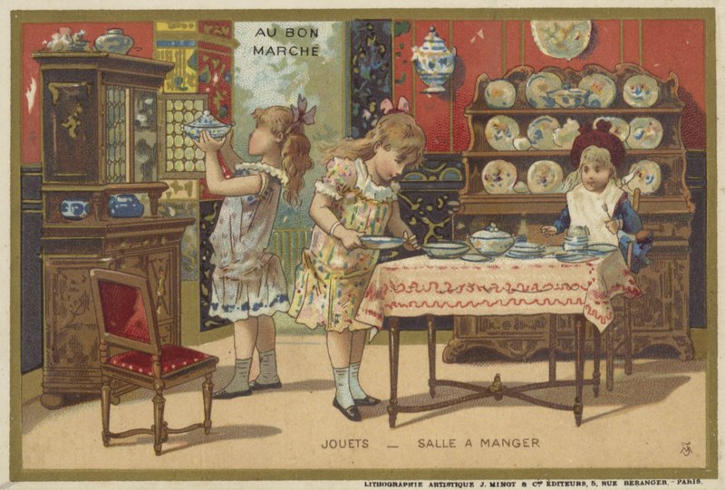 Au Bon Marche kártyák gyermekjátékokkal alkotó: French School