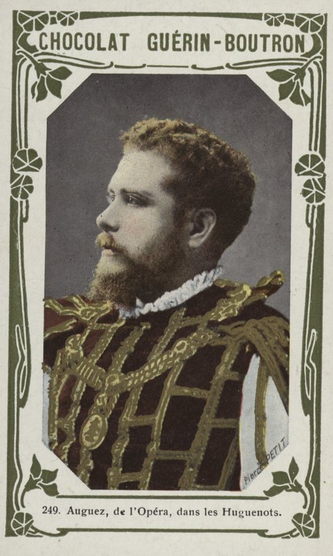 Auguez, az Operából, a Les Huguenotsban (színes fotó) alkotó: French School