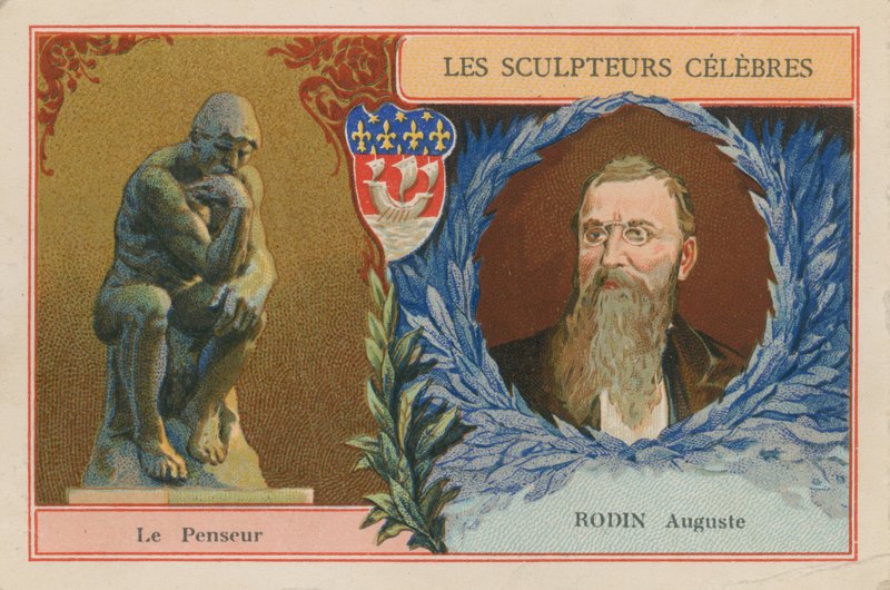 Auguste Rodin francia szobrász és A gondolkodó című műve alkotó: French School