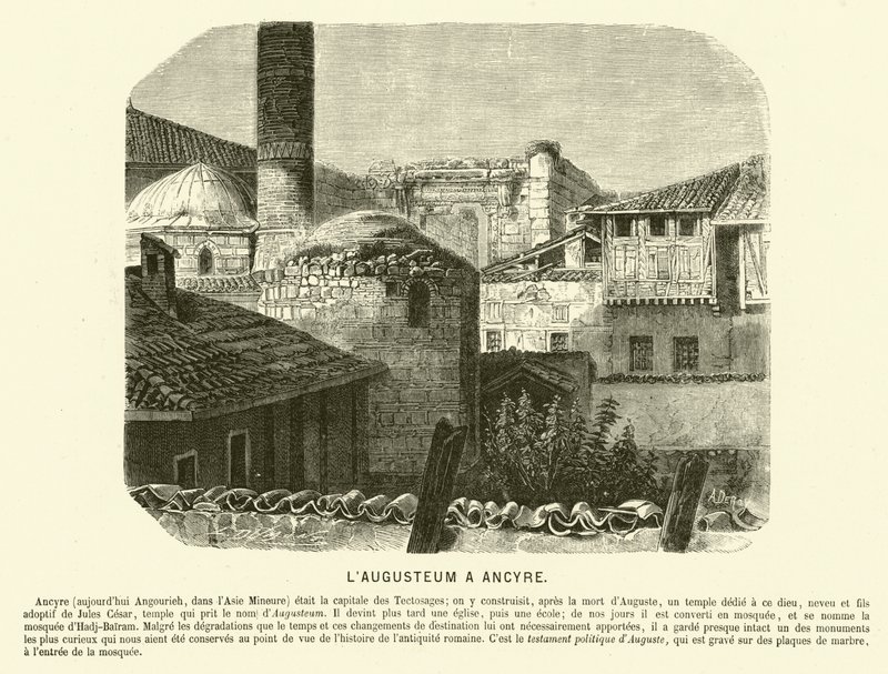 Augusteum, Augustus temploma és Róma, Ankara, Törökország (metszet) alkotó: French School