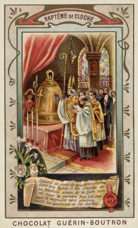 Egy új templom harangjának keresztelése (chromolitho) alkotó: French School