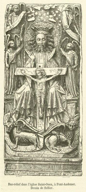 Dombormű a Saint-Ouen templomban, Pont-Audemernél (metszet) alkotó: French School