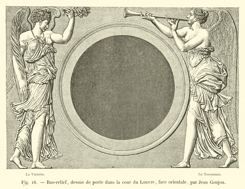 Dombormű, az ajtó felett a Louvre udvarán, keleti oldal, Jean Goujon alkotó: French School