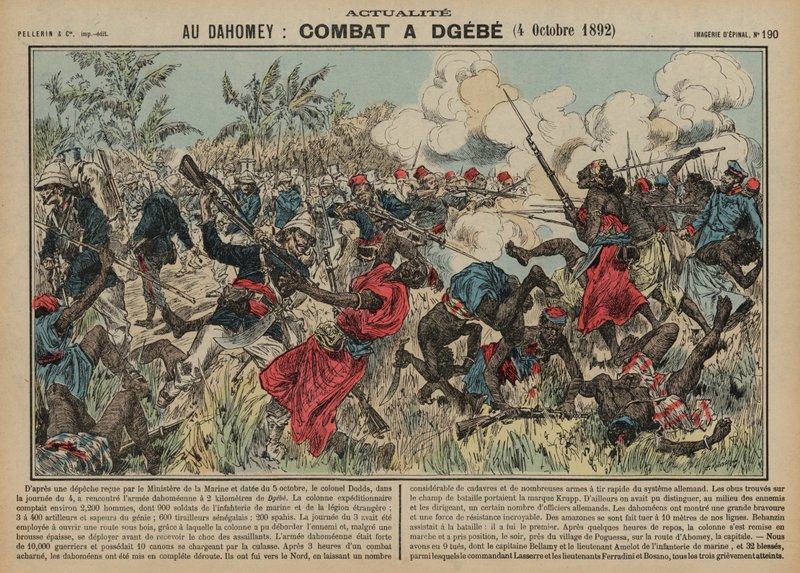 Dgebe-i csata, Dahomey, második francia-dahomei háború, 1892. október 4. alkotó: French School