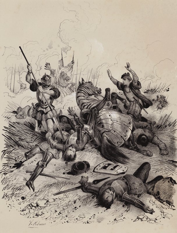 A holme-i csata, 902, a dánok és Wessex és Kent hadserege között, idősebb Edward vezetésével, amelyben Aethelwold Aetheling, aki a dánokkal szövetkezett, meghalt (litho) alkotó: French School