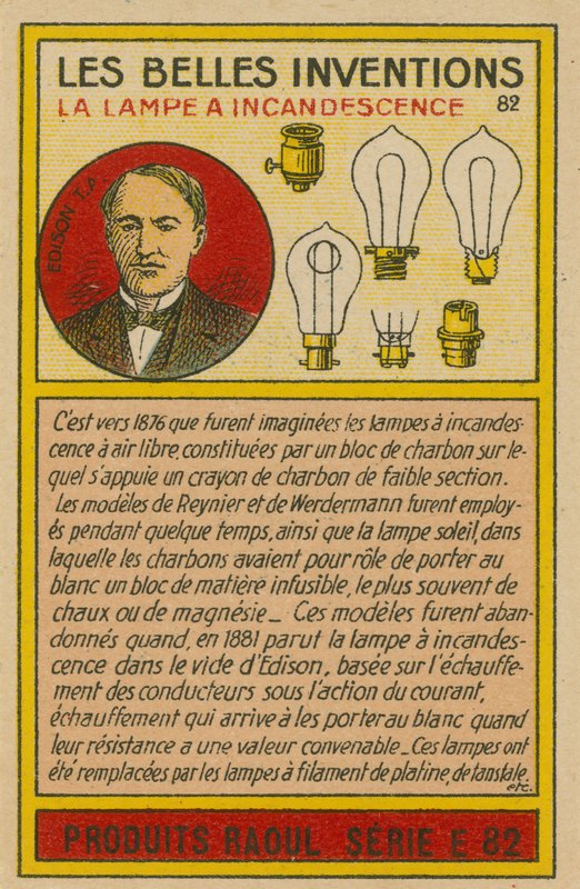Gyönyörű találmányok kártya, villanykörték alkotó: French School