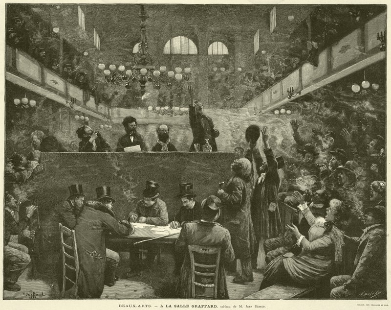 Beaux-Arts, At the Salle Graffard, M Jean Beraud festménye (metszet) alkotó: French School