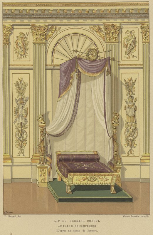 Bonaparte Napóleon ágya, amikor az első konzul, Compiegne-i palota, Franciaország alkotó: French School