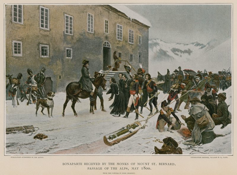 Bonaparte-ot a Szent Bernát-hegy szerzetesei fogadták alkotó: French School