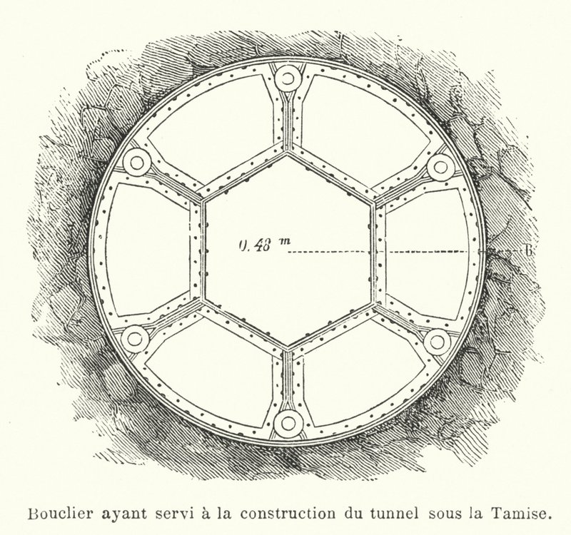 A Temze alatti alagút építésénél használt pajzs (metszet) alkotó: French School