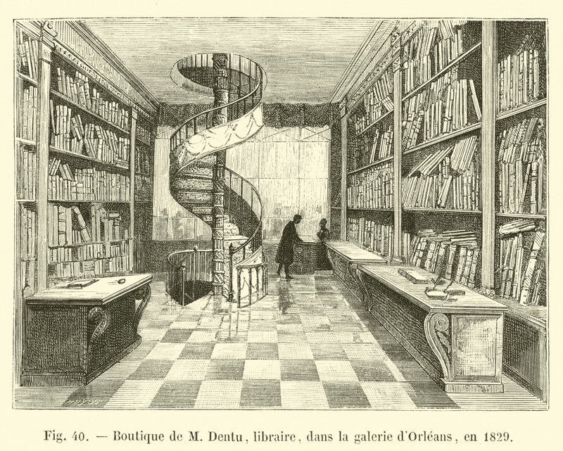 M Dentu könyvkereskedő boltja az Orleans-i galériában, 1829-ben alkotó: French School