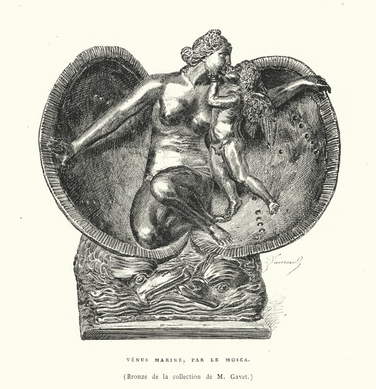 Vénusz születését ábrázoló bronz, Le Mosca (metszet) alkotó: French School