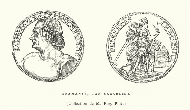 Caradosso Donato Bramante olasz reneszánsz építész bronz portréérme, c1506 (metszet) alkotó: French School