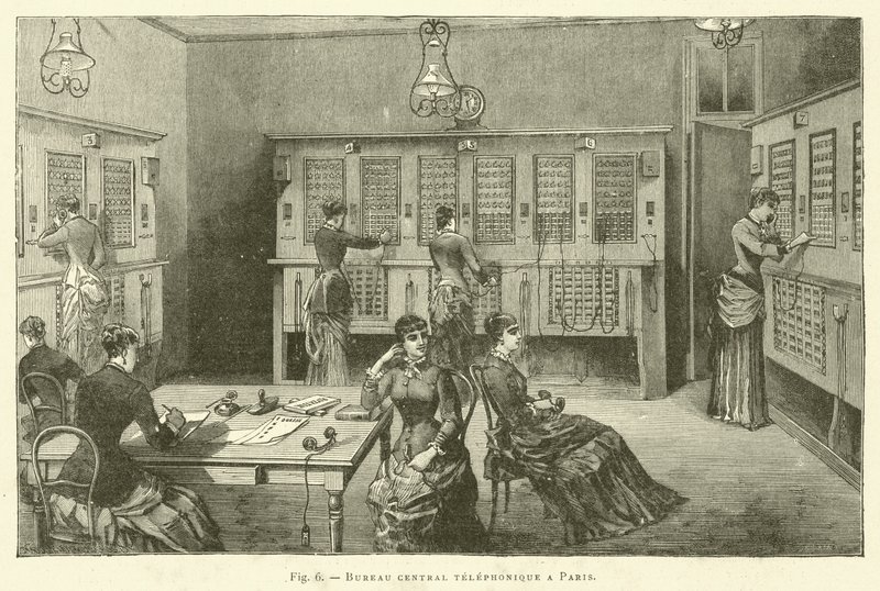 Bureau Central Telefonique a Paris (metszet) alkotó: French School