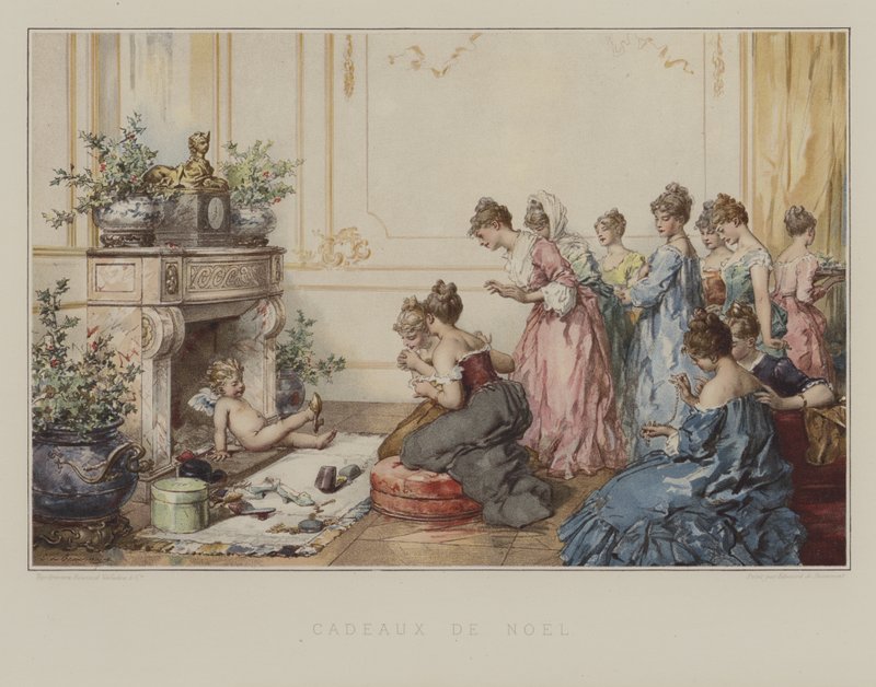 Karácsonyi ajándékok (színes litho) alkotó: French School