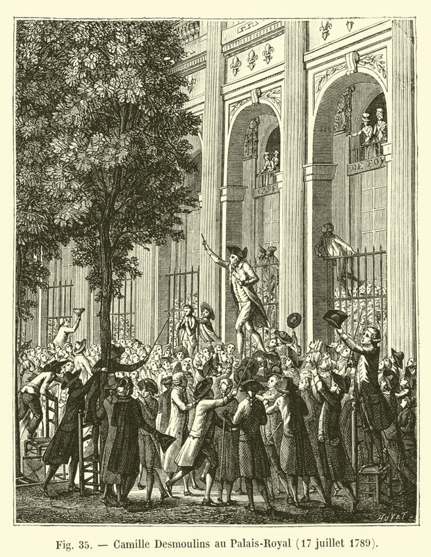 Camille Desmoulins a Palais-Royalban, 1789. július 17-én alkotó: French School